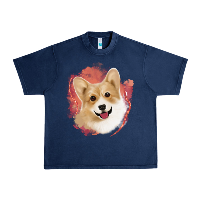 Corgi Peach Watercolor Background Urban Heavy Tee by Jasminsmagicworld | Teevron