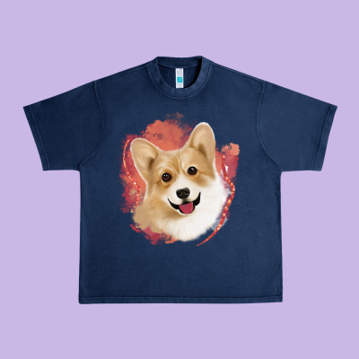Corgi Peach Watercolor Background Urban Heavy Tee Designed By Jasminsmagicworld