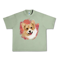 Oil Green corgi peach watercolor background Urban Heavy Tee - Jasminsmagicworld