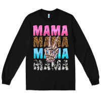 Black mama skeleton peace leopard pattern Long Sleeve Tee - NancyCooperArtShop