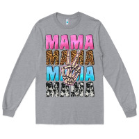 Heather Grey mama skeleton peace leopard pattern Long Sleeve Tee - NancyCooperArtShop