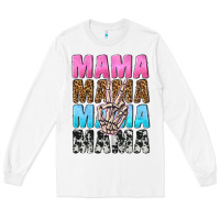White mama skeleton peace leopard pattern Long Sleeve Tee - NancyCooperArtShop