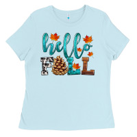 Baby Blue hello fall Ladies Tee - HRA Design Shop