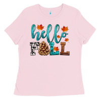Bubblegum Pink hello fall Ladies Tee - HRA Design Shop