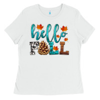 White hello fall Ladies Tee - HRA Design Shop
