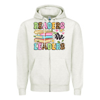Oatmeal Heather readers are leaders Zipper Hoodie - Artiststas