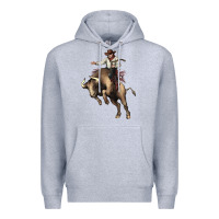 Heather Grey Cowboy bull rodeo Premium Hoodie - HowdyJamesFarm