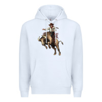 White Cowboy bull rodeo Premium Hoodie - HowdyJamesFarm