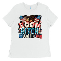 White Boom bitch get out the way 4th of July Ladies Tee - CowGirlArtShop