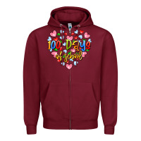 Burgundy 100 days of school Zipper Hoodie - Artiststas
