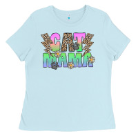 Baby Blue cat mama Ladies Tee - CowhideDigitalArt