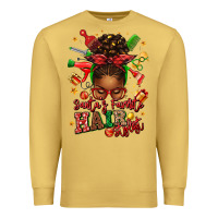 Antique Gold santas favorite hair stylist afro messy bun Premium Sweatshirt - texasbilliewilder