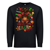 Black santas favorite hair stylist afro messy bun Premium Sweatshirt - texasbilliewilder