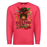 Cardinal santas favorite hair stylist afro messy bun Premium Sweatshirt - texasbilliewilder