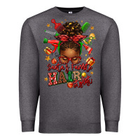 Charcoal Heather santas favorite hair stylist afro messy bun Premium Sweatshirt - texasbilliewilder