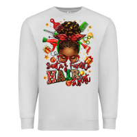 Dove Grey santas favorite hair stylist afro messy bun Premium Sweatshirt - texasbilliewilder