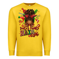 Santas Favorite Hair Stylist Afro Messy Bun Premium Sweatshirt | Teevron