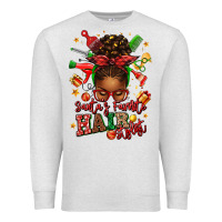 Oatmeal Heather santas favorite hair stylist afro messy bun Premium Sweatshirt - texasbilliewilder