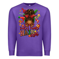 Purple santas favorite hair stylist afro messy bun Premium Sweatshirt - texasbilliewilder