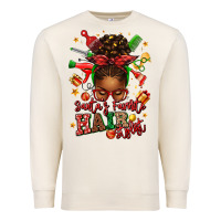 Sandshell santas favorite hair stylist afro messy bun Premium Sweatshirt - texasbilliewilder