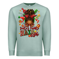 Seafoam santas favorite hair stylist afro messy bun Premium Sweatshirt - texasbilliewilder