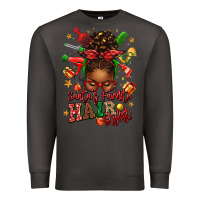 Smoke santas favorite hair stylist afro messy bun Premium Sweatshirt - texasbilliewilder