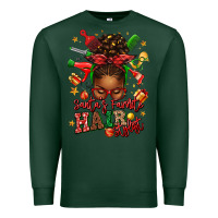 Sports Green santas favorite hair stylist afro messy bun Premium Sweatshirt - texasbilliewilder