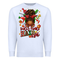 White santas favorite hair stylist afro messy bun Premium Sweatshirt - texasbilliewilder