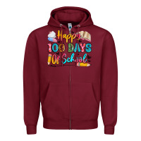 Burgundy happy 100 days of school Zipper Hoodie - Artiststas