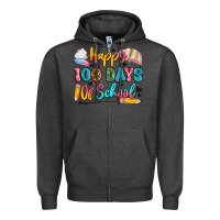 Charcoal Heather happy 100 days of school Zipper Hoodie - Artiststas
