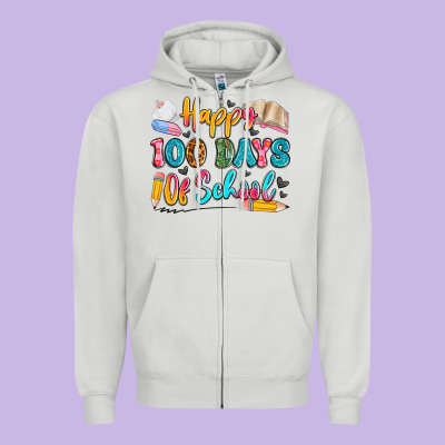 Happy 100 Days Of School Zipper Hoodie Designed By Artiststas
