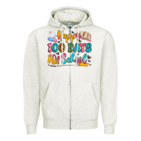 Oatmeal Heather happy 100 days of school Zipper Hoodie - Artiststas