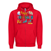 Red happy 100 days of school Zipper Hoodie - Artiststas