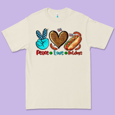 Peace Love Hotdogs Premium Tee Designed By Adodesignshop