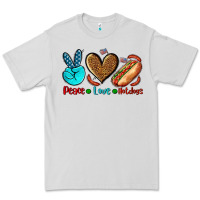 Dove Grey peace love hotdogs Premium Tee - AdoDesignShop