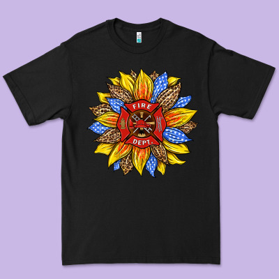 Firefighter Sunflower Premium Tee Designed By Hra Design Shop