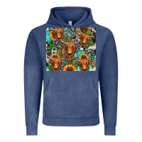 Vintage Denim long haired shaggy cow western Vintage Hoodie - Jasminsmagicworld