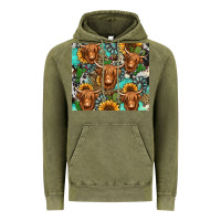 Vintage Olive long haired shaggy cow western Vintage Hoodie - Jasminsmagicworld