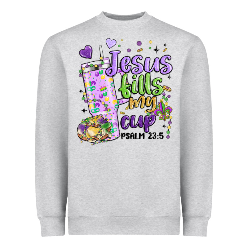 Mardi Gras Jesus Fills My Cup Heavyweight Sweatshirt by MaliasSmallBusiness | Teevron