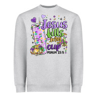 Heather Grey mardi gras jesus fills my cup Heavyweight Sweatshirt - MaliasSmallBusiness