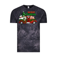 Cloud Black merry christmas snowman and farm animals truck Vintage Tee - Jasminsmagicworld