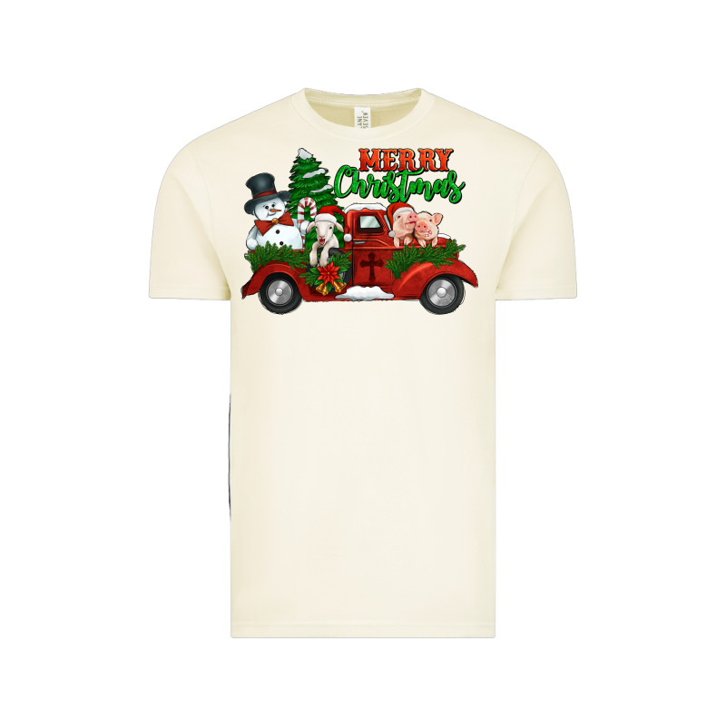 Merry Christmas Snowman And Farm Animals Truck Vintage Tee by Jasminsmagicworld | Teevron