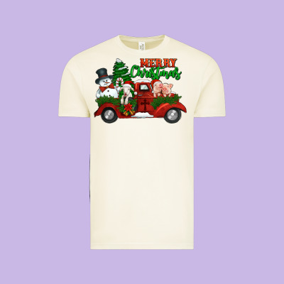 Merry Christmas Snowman And Farm Animals Truck Vintage Tee Designed By Jasminsmagicworld