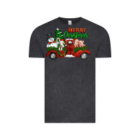 Vintage Black merry christmas snowman and farm animals truck Vintage Tee - Jasminsmagicworld