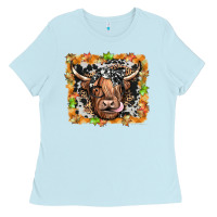 Baby Blue highland cow Ladies Tee - JahusDesignShop