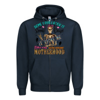 Navy some days i rock it some days it rocks me either w Zipper Hoodie - Artiststas