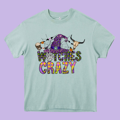 Witches Be Crazy Heavy Core Tee Designed By Cowhidedigitalart