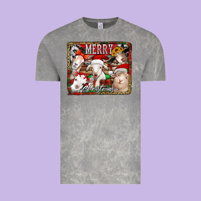 Merry Christmas Goats Vintage Tee Designed By Jasminsmagicworld