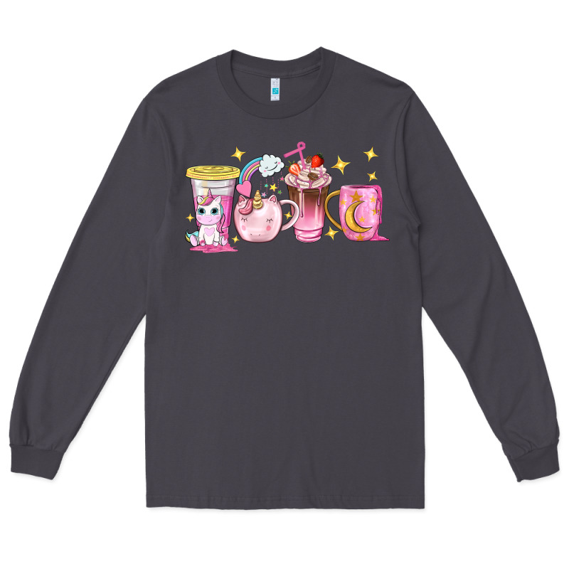 Unicorn Coffee Cups Long Sleeve Tee by NancyCooperArtShop | Teevron