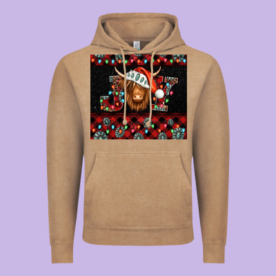 Joy Shaggy Cow Christmas Vintage Hoodie Designed By Jasminsmagicworld